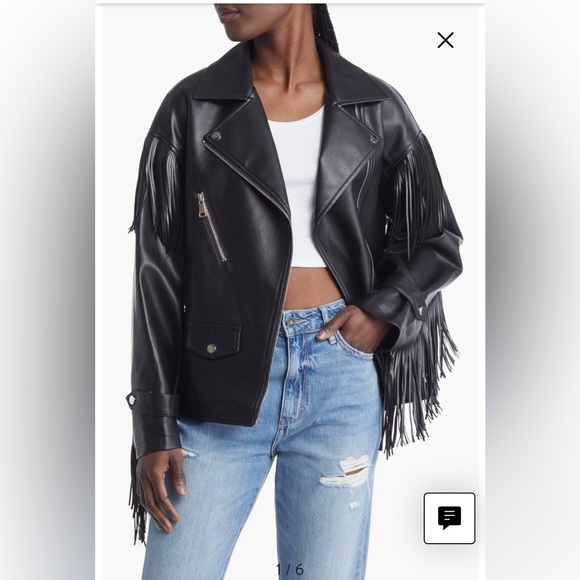 Azalea Wang Black Leather Jacket with Fringe